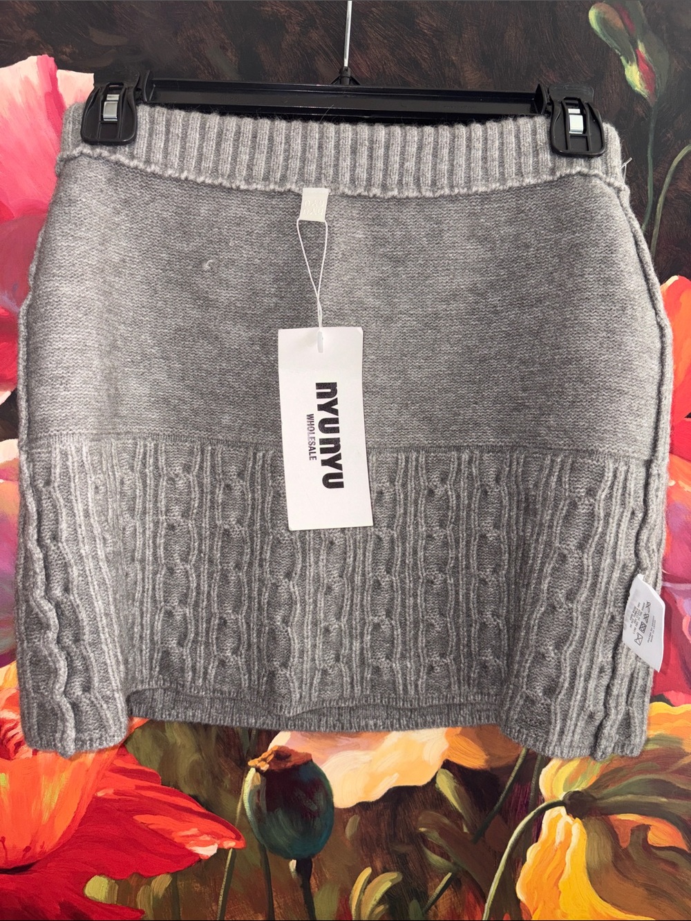 NWT 14” Light Gray Cable-Knit Mini Skirt very warm perfect for cold weather